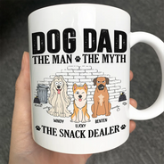 Dog Dad,Pet Lovers,Gift For Father,Playful,Vector - Dog Dad The Man The Myth The Snack Dealer - Personalized Mug