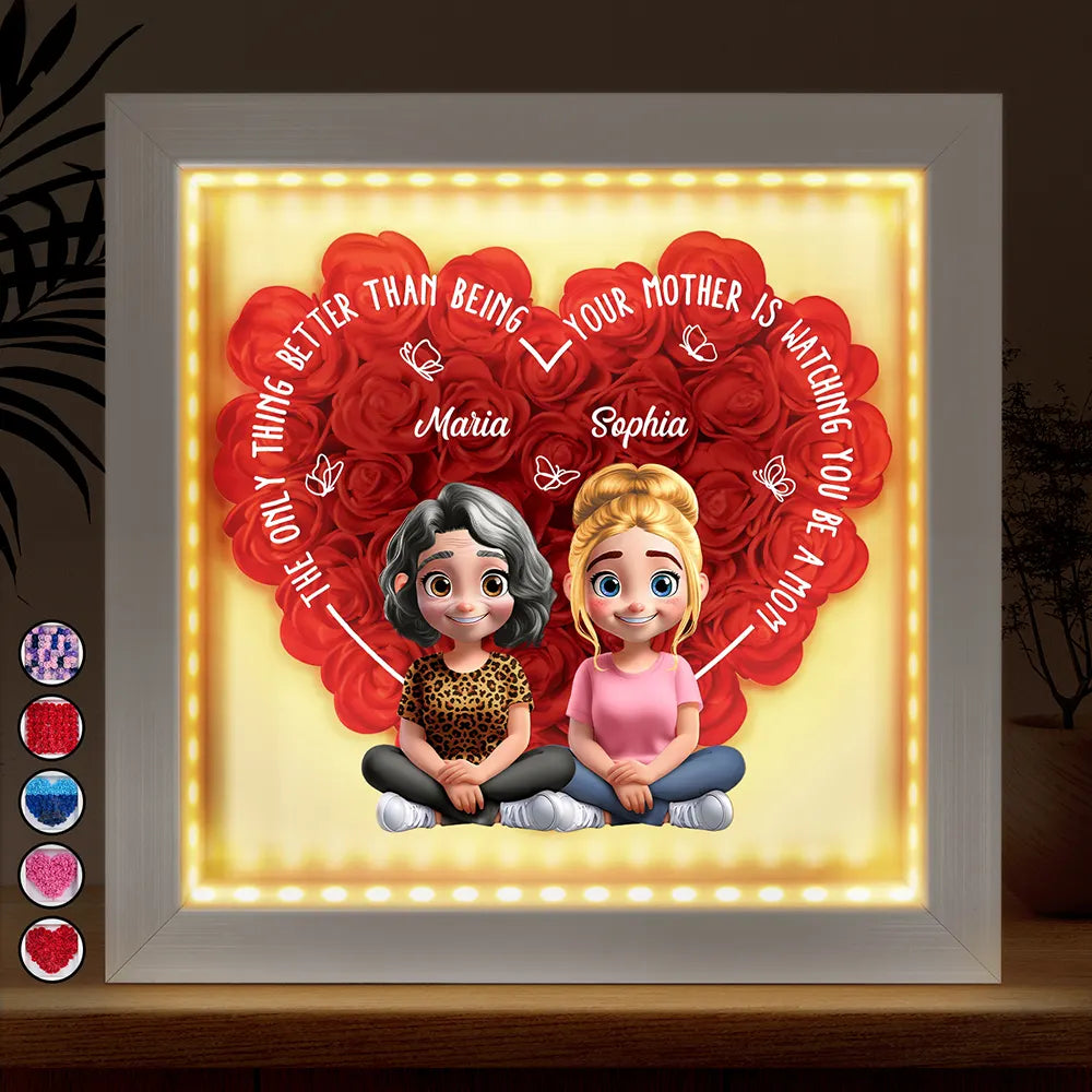 Gift For Mother,Gift For Grandma,Gift For Daughter,Mom - Daughters (Adult),Love - The Only Thing Better Than Being Your Mom - Personalized LED Light Flower Shadow Box