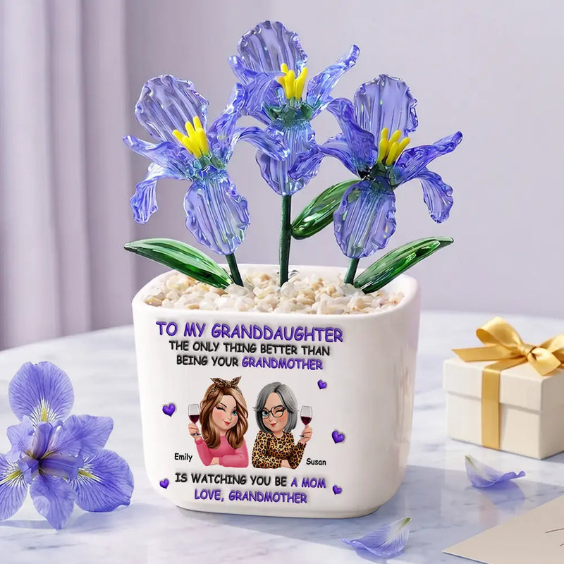 Mom - Daughters (Adult), Gift For Daughter, Love - The Only Thing Better Than Being Your Mother - Personalized Glass Flower Plant Pot