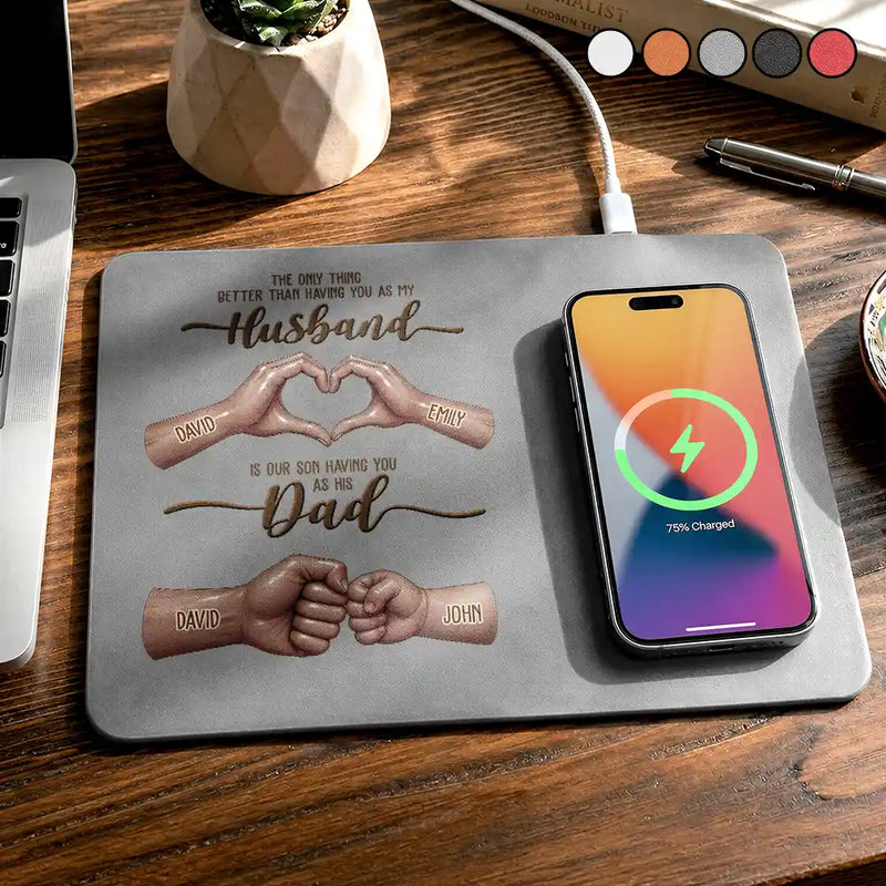 Top Market,Sentimental,Gift For Husband,Gift For Couples,Vector - The Only Thing Better Than Having You As Husband - Personalized Leather Charging Mat