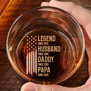 Gift For Father,Gift For Grandpa,Independence Day,Gift For Husband,Afro Dad,Non-Eng,Icon,Proud - The Original Legend Legend Husband Daddy Grandpa - Personalized Engraved Whiskey Glass
