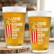 Gift For Father,Gift For Grandpa,Independence Day,Gift For Husband,Afro Dad,Non-Eng,Icon,Proud - The Original Legend Legend Husband Daddy Grandpa - Personalized Beer Glass