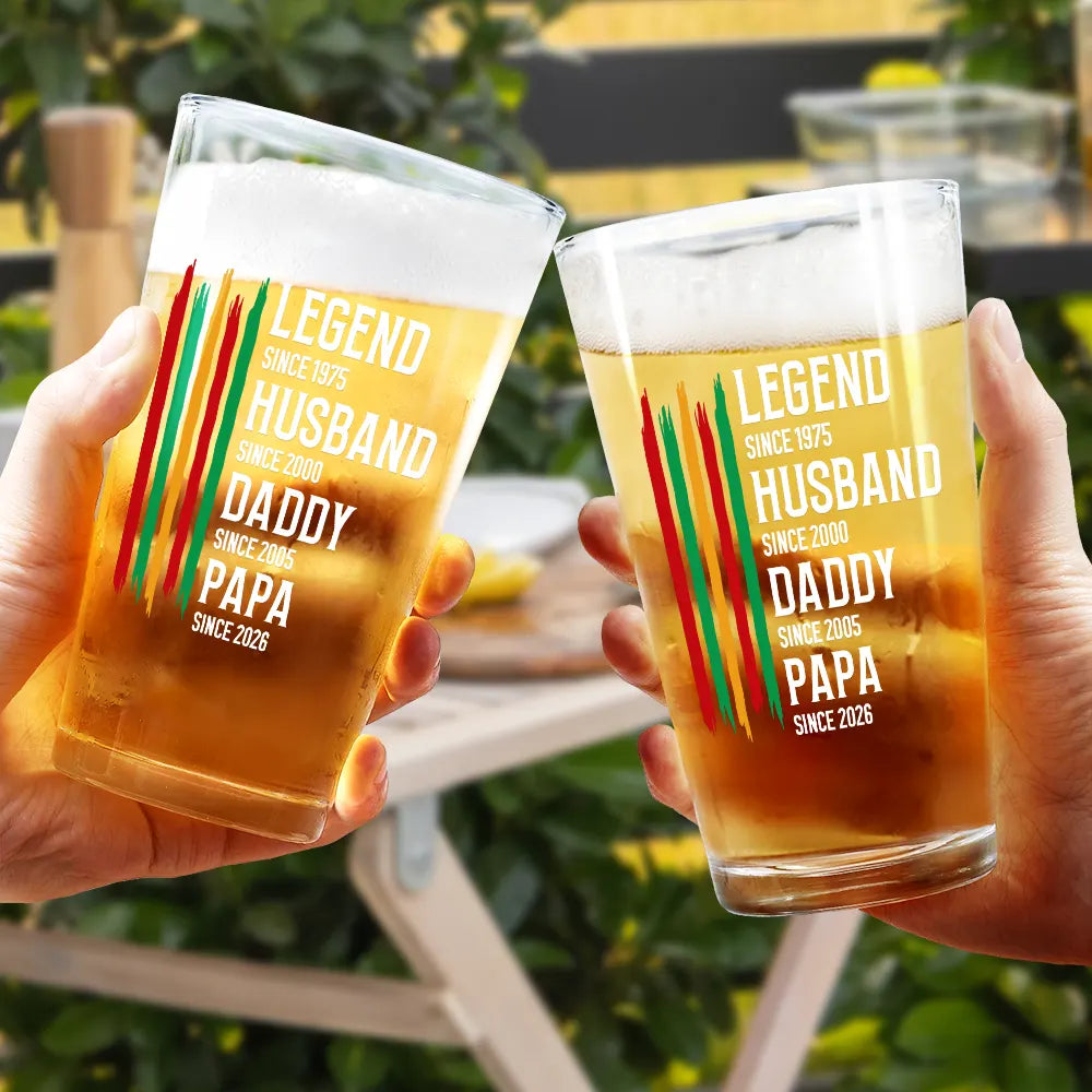 Gift For Father,Gift For Grandpa,Independence Day,Gift For Husband,Afro Dad,Non-Eng,Icon,Proud - The Original Legend Legend Husband Daddy Grandpa - Personalized Beer Glass