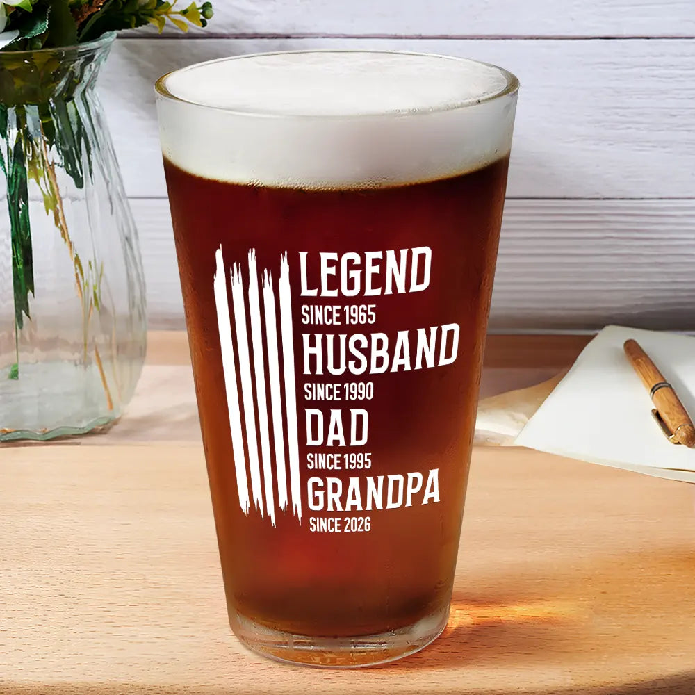 Gift For Father,Gift For Grandpa,Independence Day,Gift For Husband,Afro Dad,Non-Eng,Icon,Proud - The Original Legend Legend Husband Daddy Grandpa - Personalized Beer Glass