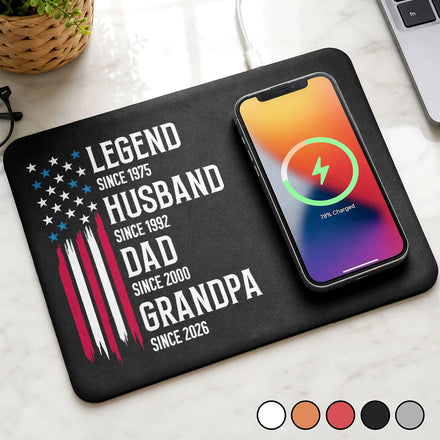 The Original Legend Legend Husband Daddy Grandpa - Personalized Leather Charging Mat