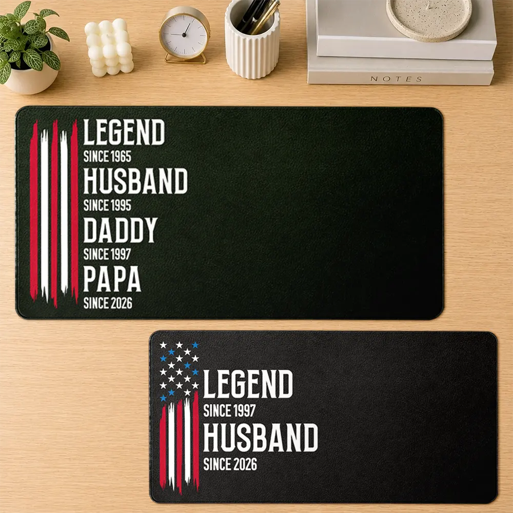 Gift For Father,Gift For Grandpa,Independence Day,Gift For Husband,Afro Dad,Non-Eng,Icon,Proud - The Original Legend Legend Husband Daddy Grandpa - Personalized Leather Desk Mat