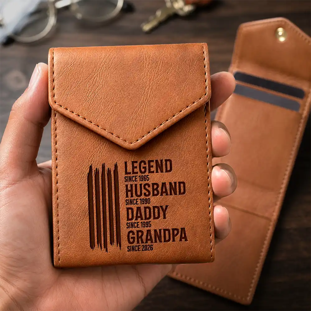 Gift For Father,Independence Day,Proud,Icon - The Original Legend Legend Husband Daddy Grandpa - Personalized Leather Slim Wallet