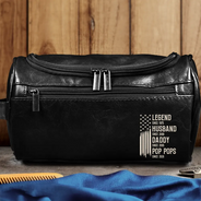 Gift For Father,Gift For Grandpa,Independence Day,Gift For Husband,Afro Dad,Non-Eng,Icon,Proud - The Original Legend Legend Husband Daddy Grandpa - Personalized Leather Toiletry Bag