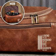 Gift For Father,Gift For Grandpa,Independence Day,Gift For Husband,Afro Dad,Non-Eng,Icon,Proud - The Original Legend Legend Husband Daddy Grandpa - Personalized Leather Toiletry Bag
