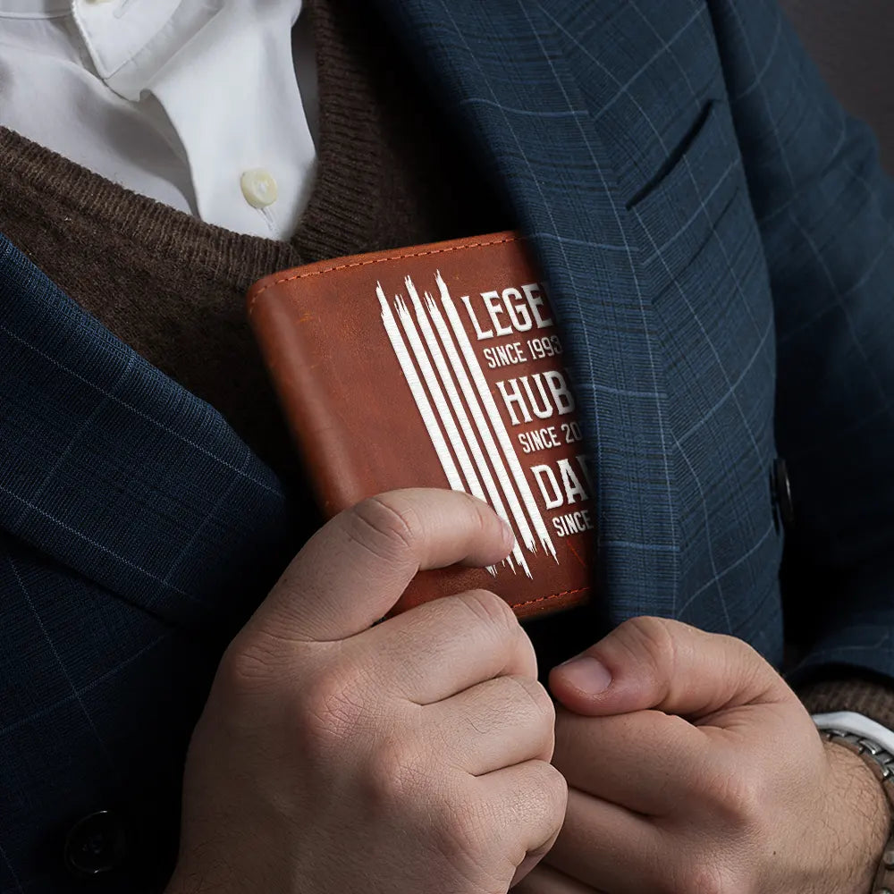 Gift For Father,Gift For Grandpa,Independence Day,Gift For Husband,Afro Dad,Non-Eng,Icon,Proud - The Original Legend Legend Husband Daddy Grandpa - Personalized Leather Wallet