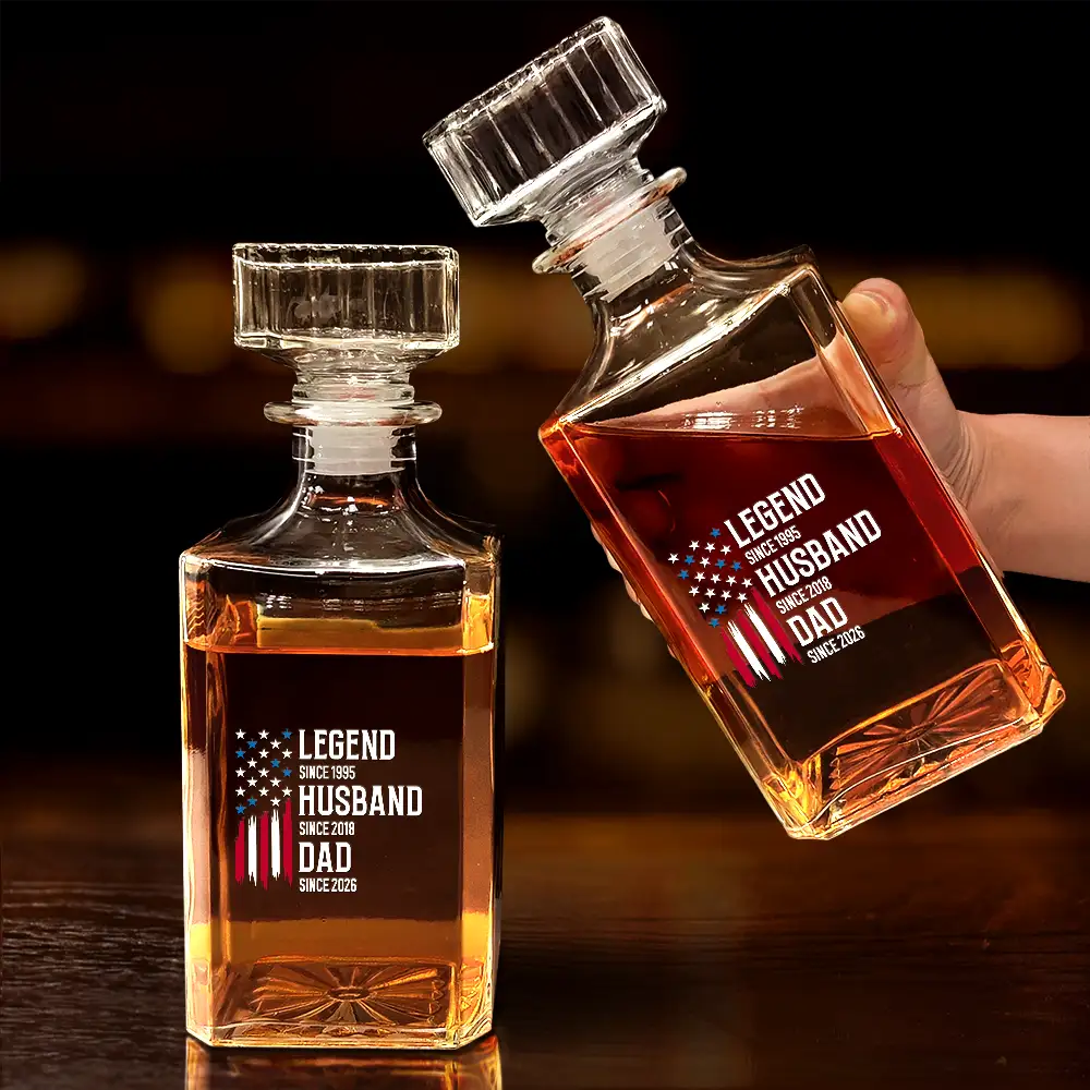 Gift For Grandpa,Dad's Hobby,Afro Dad,Gift For Men,Independence Day,Happy,Top Market - The Original Legend Legend Husband Daddy Grandpa - Personalized Square Whiskey Bottle