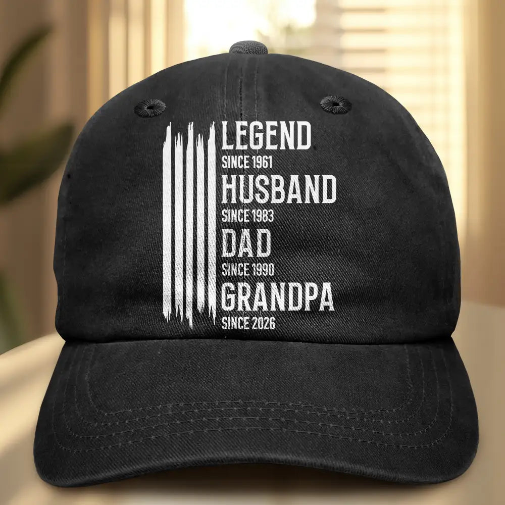 The Original Legend Legend Husband Daddy Grandpa - Personalized Vintage Washed Denim Cap