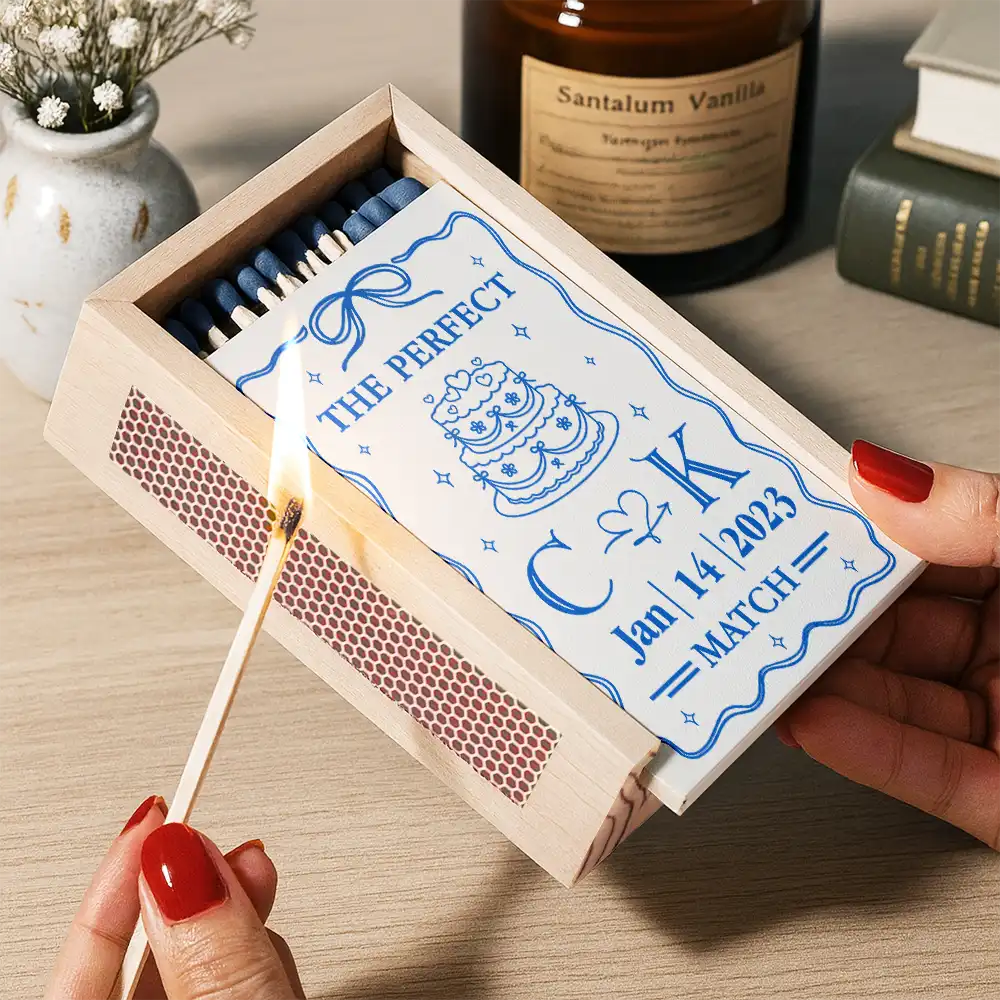 Gift For Couples, Engaged, Married, Love - The Perfect Match Engaged Married - Personalized Wooden Matchbox