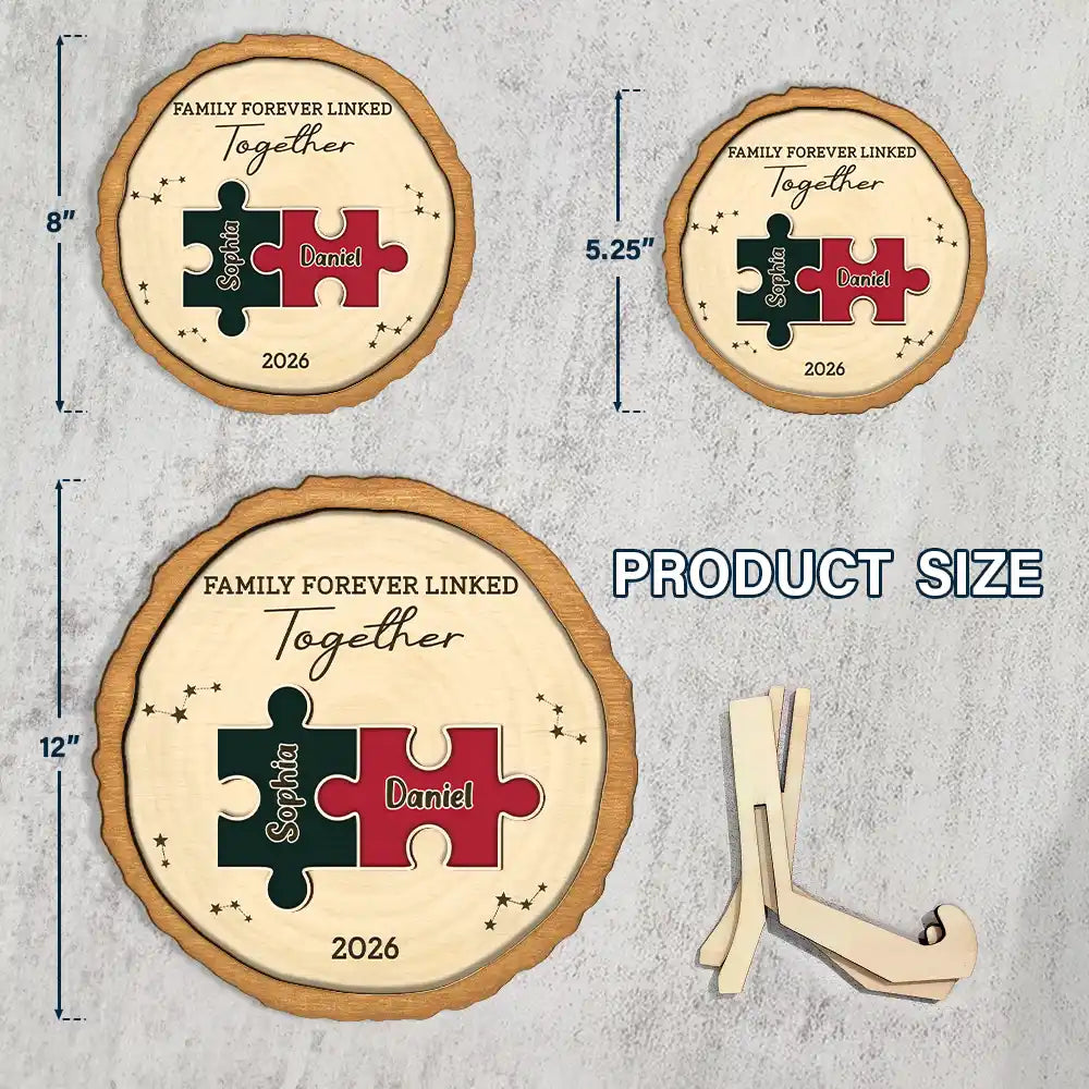 Family,Pet Lovers,Pet Mom,Pet Dad,Pet Couple,Dog Lovers,Dog Couple,Dog Mom,Dog Dad,Cat Lovers,Cat Mom,Cat Dad,Cat Couple,Happy,Single Mom,Single Dad,Gift For Grandpa,Gift For Grandma,Gift For Grandkids - The Pieces That Make Our Family Puzzle - Personalized 2-Layered Wooden Plaque With Stand