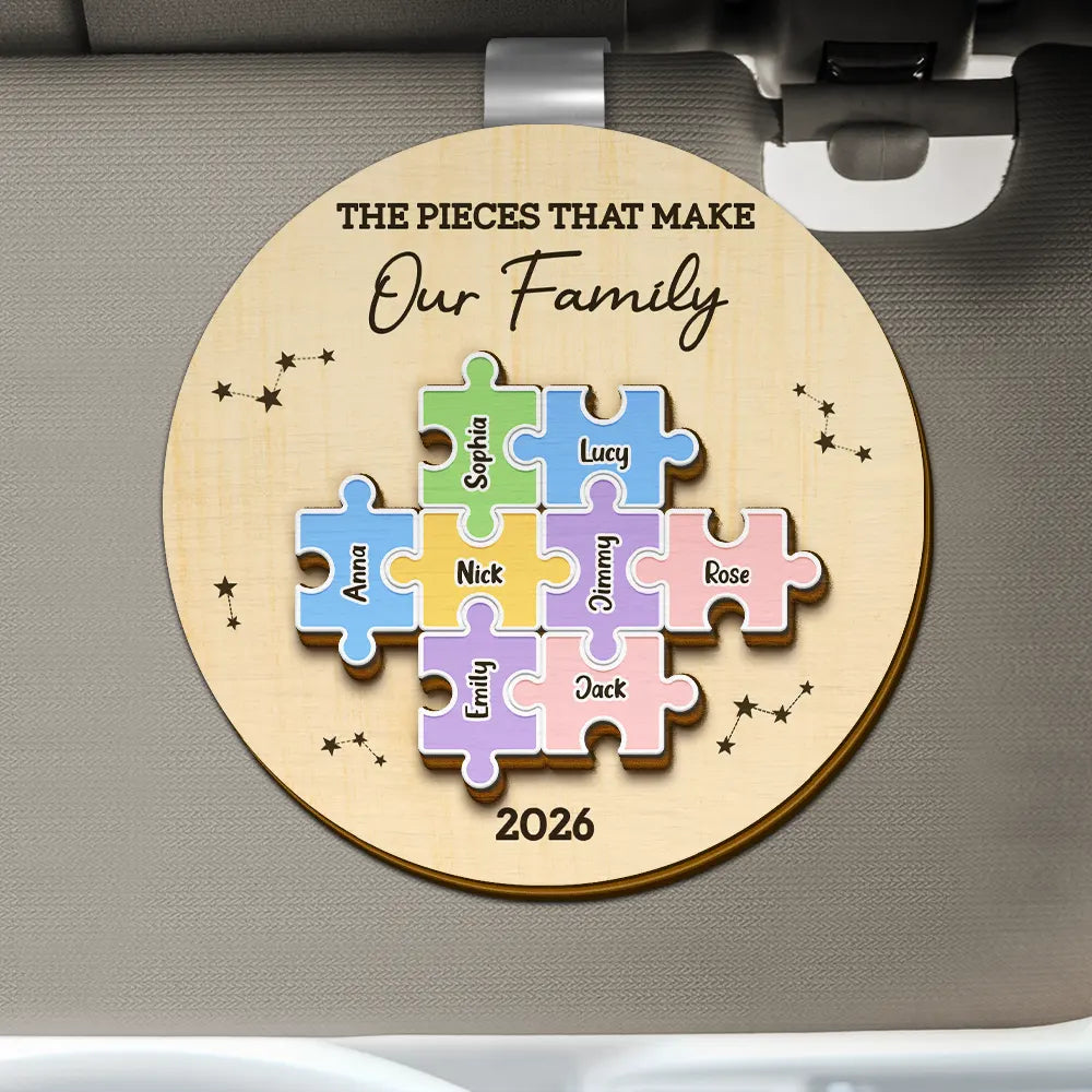 The Pieces That Make Our Family Puzzle - Personalized Custom Shaped Car Visor Clip