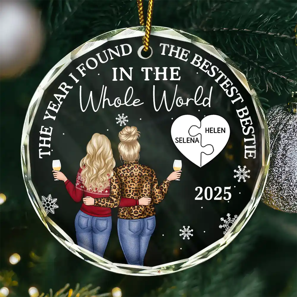 The Year I Found My Bestest Bestie - Personalized Circle Glass Ornament