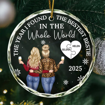 The Year I Found My Bestest Bestie - Personalized Circle Glass Ornament
