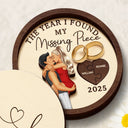Gift For Husband, Gift For Wife, Gift For Boyfriend, Gift For Girlfriend, Custom Photo, Love, Gift For Couples - The Year I Found My Missing Piece Kissing Couples - Personalized 2-Layered Wooden Ring Dish