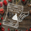 Gift For Couples,Wedding,Gift For Women,Gift For Men,Gift For Husband,Gift For Wife,Gift For Boyfriend,Gift For Girlfriend,Christmas,Married ,Engaged,Love - The Year We Became Mr. & Mrs. Couple Christmas - Personalized Custom Shaped Acrylic Ornament