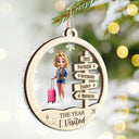 Christmas,Gift For Couples,Gift For Husband,Gift For Wife,Gift For Boyfriend,Gift For Girlfriend,Travel,Happy - The Year We Visited Travel Ornament - Personalized 2-Layered Mix Ornament