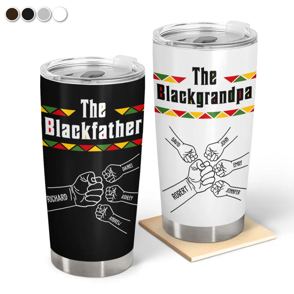 Afro Dad,Gift For Men,Gift For Father,Gift For Grandpa,Happy,Top Market,Top Market,Icon - The Blackfather Fist Bump - Personalized Tumbler