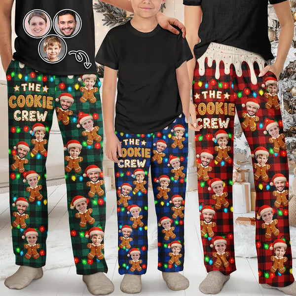 Christmas,Custom Photo,Family,Cut-Face Photo,Happy - Custom Photo The Cookie Crew Family - Personalized Pajama Pants