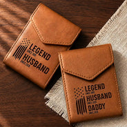 Gift For Father,Independence Day,Proud,Icon - The Original Legend Legend Husband Daddy Grandpa - Personalized Leather Slim Wallet