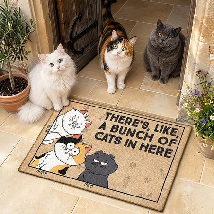 There's Like A Bunch Of Cats Funny Cartoon Cat - Gift For Cat Lovers - Personalized Doormat