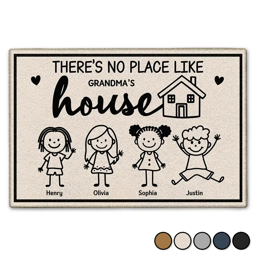 There's No Place Like Grandma House Stick Figure - Personalized Doormat