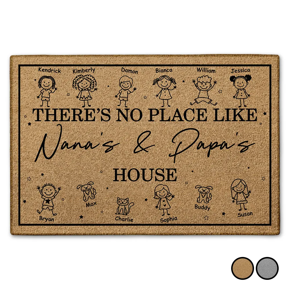 Gift For Grandpa, Gift For Grandma, Gift For Grandparents, Parents, Happy - There's No Place Like Nana Papa's House Grandparents - Personalized Doormat