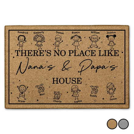 There's No Place Like Nana Papa's House Grandparents - Personalized Doormat