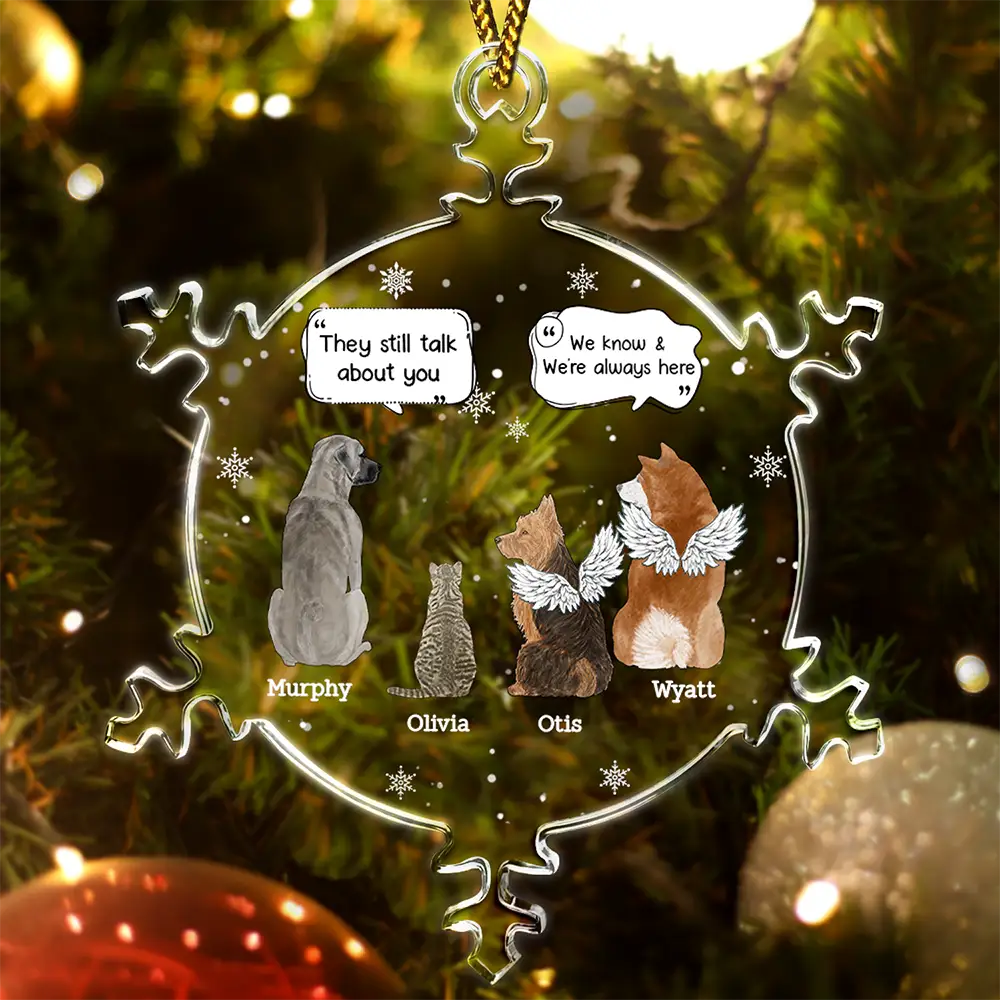 Sad,Memorial,Pet Lovers,Christmas - They Still Talk About You - Personalized Snowflakes Shaped Glass Ornament