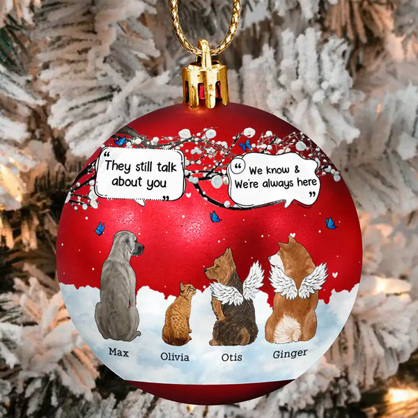 Dog Lovers,Pet Lovers,Christmas,Cat Lovers,Memorial,Sad - They Still Talk About You Pet Memorial - Personalized Ball Ornament