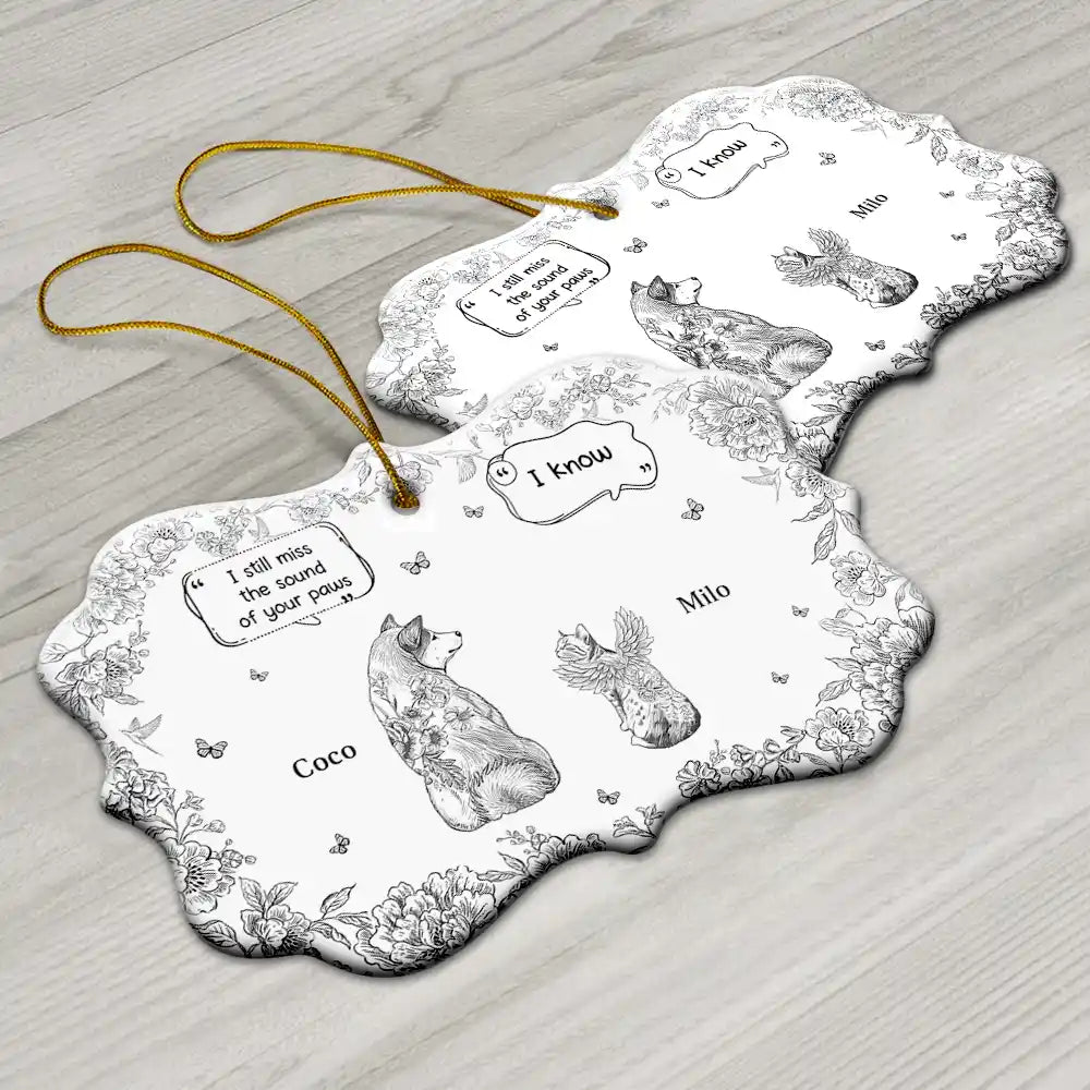 Sad, Memorial, Christmas, Dog Lovers, Pet Lovers, Cat Lovers - They Still Talk About You Toile - Personalized Medallion Ceramic Ornament