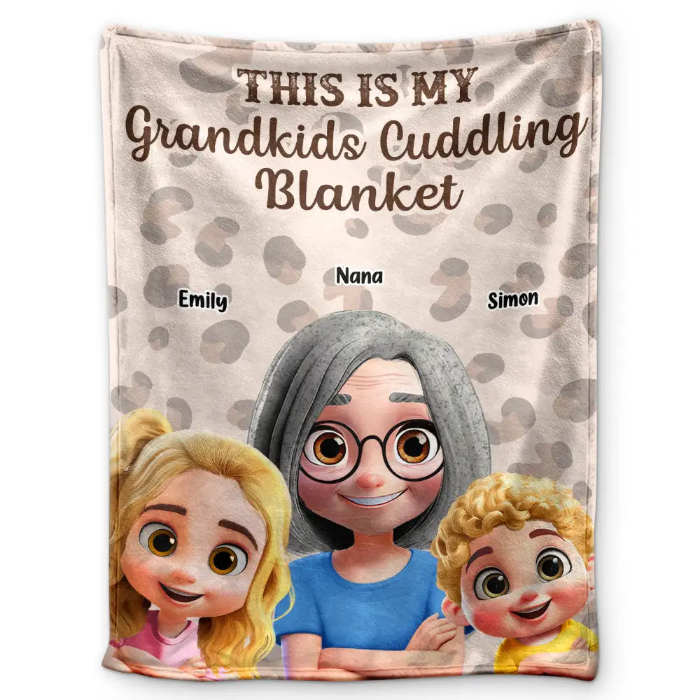 Gift For Grandma, Gift For Grandparents, Grandma - Grandkids, Happy - This Is My Grandkids Cuddling Blanket - Personalized Fleece Blanket, Sherpa Blanket
