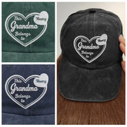 Gift For Mother,Mom - Children,Gift For Grandma,Happy - This Mom Belongs To 3D Embroidery Effect - Personalized Vintage Washed Denim Cap