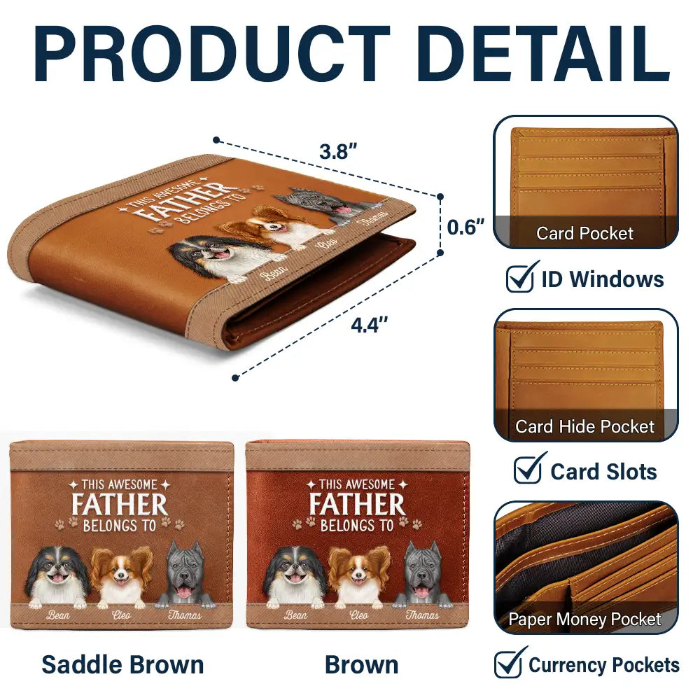 This Awesome Dog Dad Belongs To - Personalized Leather Wallet