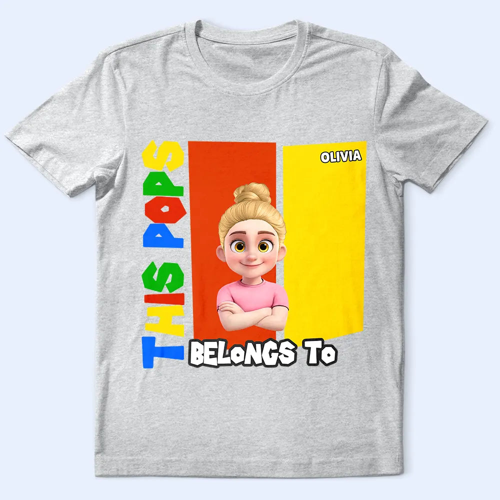 Gift For Father,Gift For Grandpa,Non-Eng,Vector,Humorous - This Dad Papa Belongs To Basic Color Arcade Theme - Personalized T Shirt