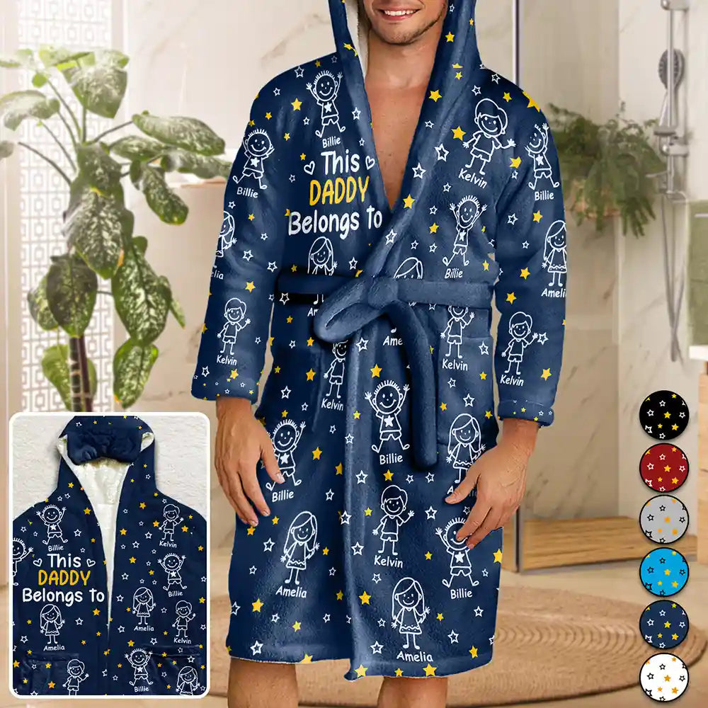 This Daddy Mommy Belongs To Kids Pet - Personalized Hooded Robe