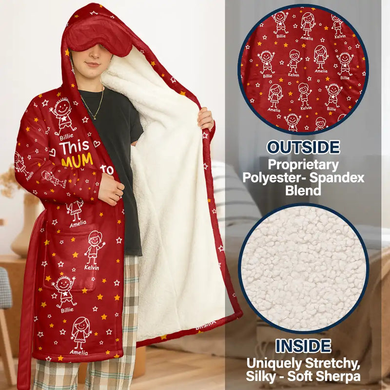 Gift For Grandpa,Gift For Grandma,Gift For Grandparents,Gift For Mother,Gift For Father,Happy - This Daddy Mommy Belongs To Kids Pet - Personalized Hooded Robe