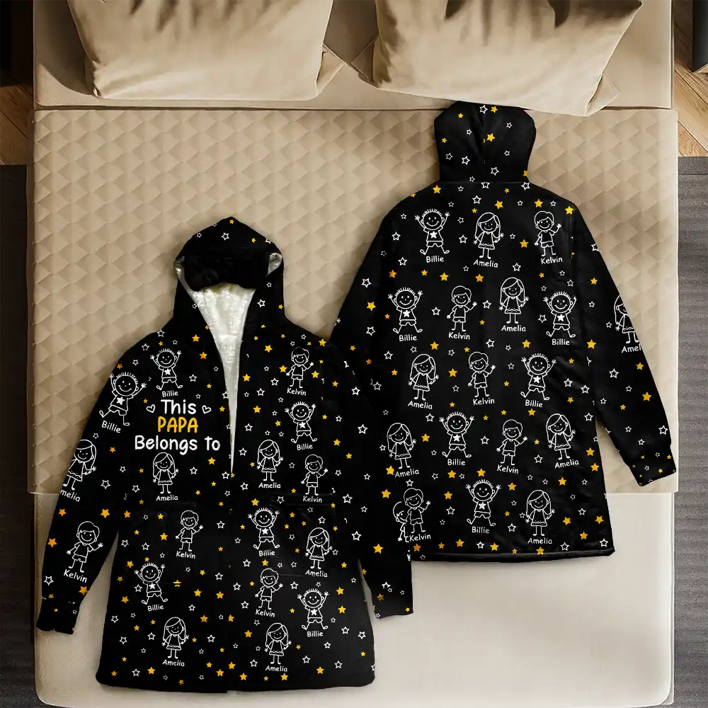 Gift For Grandpa,Gift For Grandma,Gift For Grandparents,Gift For Mother,Gift For Father,Happy - This Daddy Mommy Belongs To Kids Pet - Personalized Hooded Robe