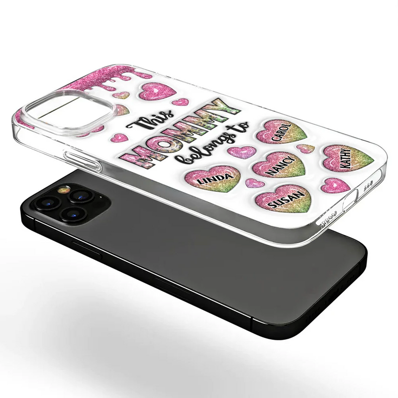 This Mom Grandma Belongs To Heart Icon - 3D Inflated Effect Printed, Personalized Clear Phone Case