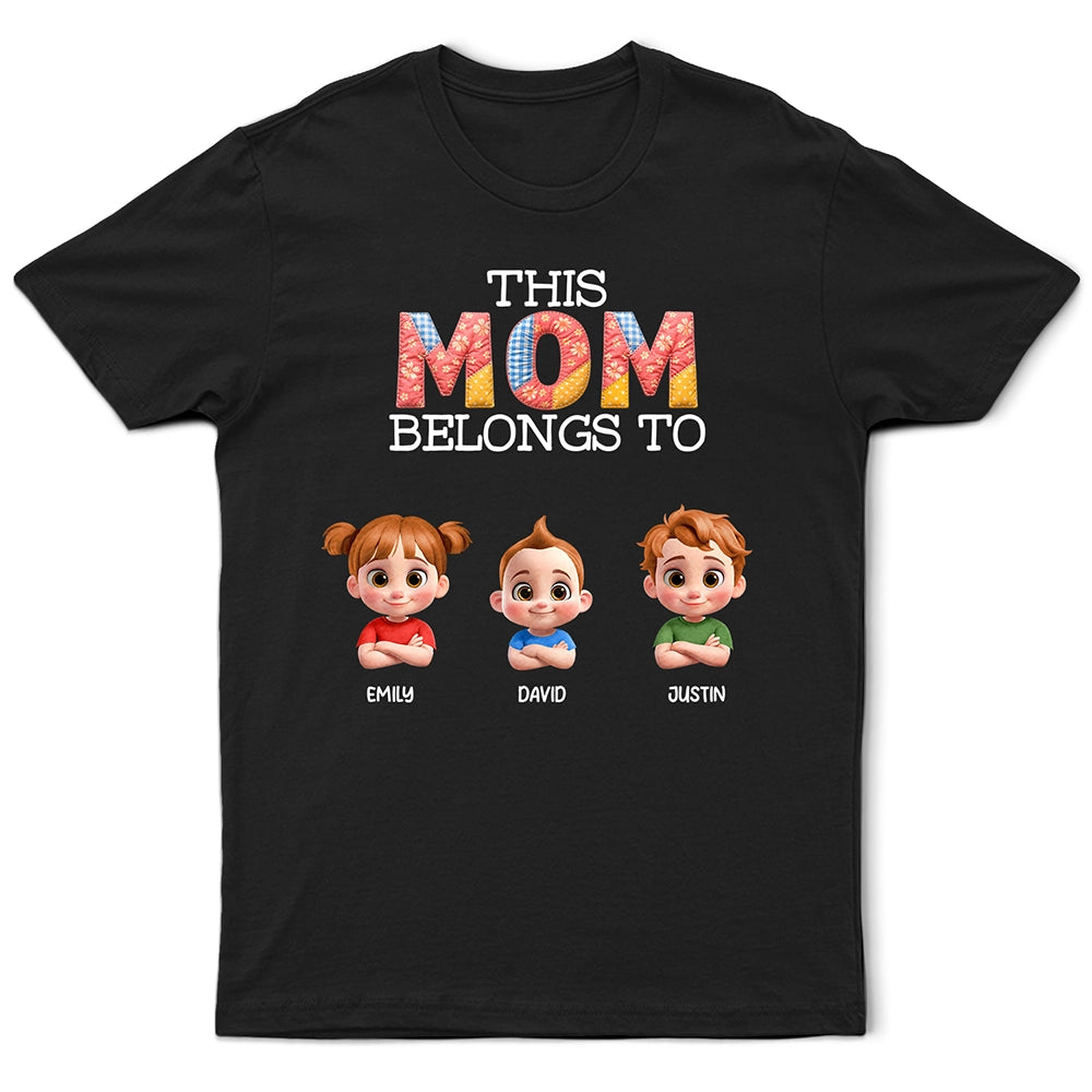 This Grandma Belongs To Kids Faux Patchwork - Personalized T Shirt