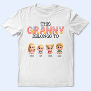 Gift For Wife,Gift For Women,Gift For Grandma,Gift For Mother,Love,Grandma - Grandkids,Mom - Children - This Grandma Belongs To Kids Faux Patchwork - Personalized T Shirt