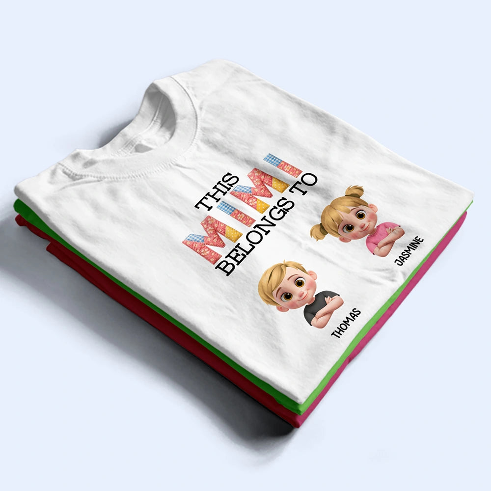 Gift For Wife,Gift For Women,Gift For Grandma,Gift For Mother,Love,Grandma - Grandkids,Mom - Children - This Grandma Belongs To Kids Faux Patchwork - Personalized T Shirt