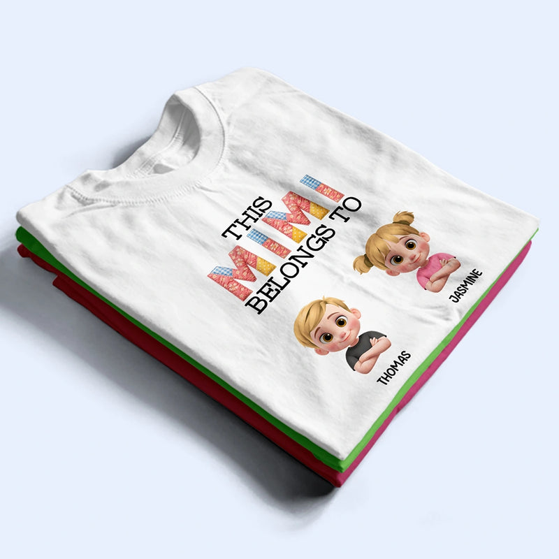 Gift For Wife,Gift For Women,Gift For Grandma,Gift For Mother,Love,Grandma - Grandkids,Mom - Children - This Grandma Belongs To Kids Faux Patchwork - Personalized T Shirt