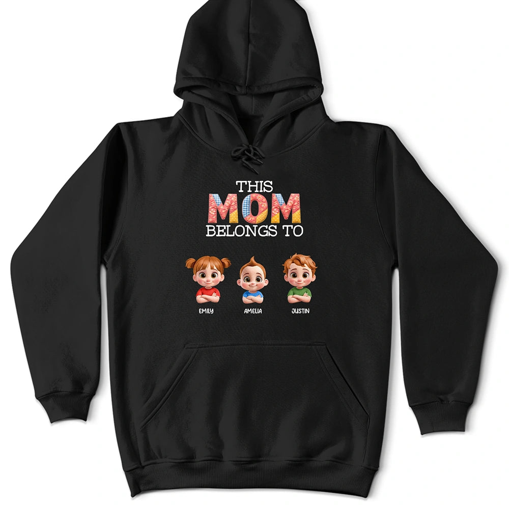 Gift For Wife,Gift For Women,Gift For Grandma,Gift For Mother,Love,Grandma - Grandkids,Mom - Children - This Grandma Belongs To Kids Faux Patchwork - Personalized T Shirt