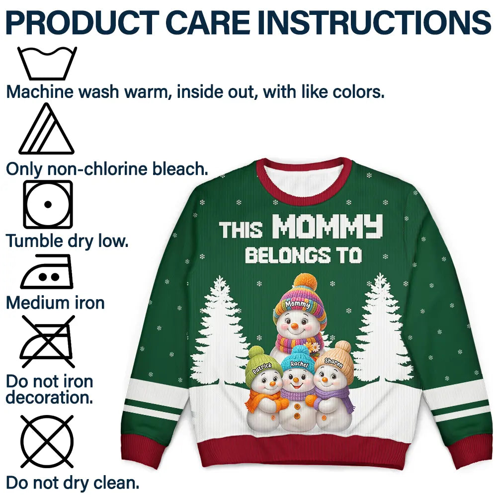 Gift For Grandma,Grandma,Grandkids,Christmas,Happy - This Grandma Belongs To Snowman - Personalized Unisex Ugly Sweater