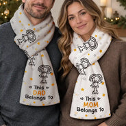 Christmas,Gift For Grandma,Proud,Icon - This Grandma Grandpa Belongs To Kids Pet - Personalized Fleece Scarf