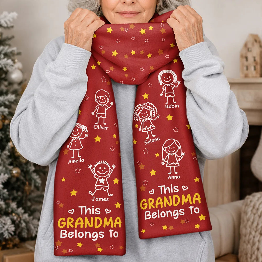 This Grandma Grandpa Belongs To Kids Pet - Personalized Fleece Scarf